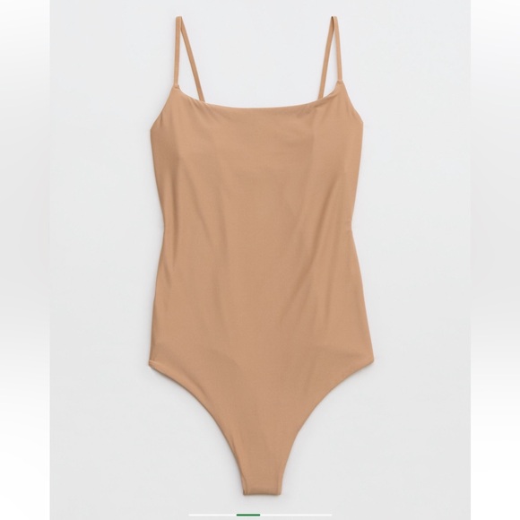 NWT AERIE Smoothez Tank Top Bodysuit - Beach Dune - Medium - Picture 3 of 13